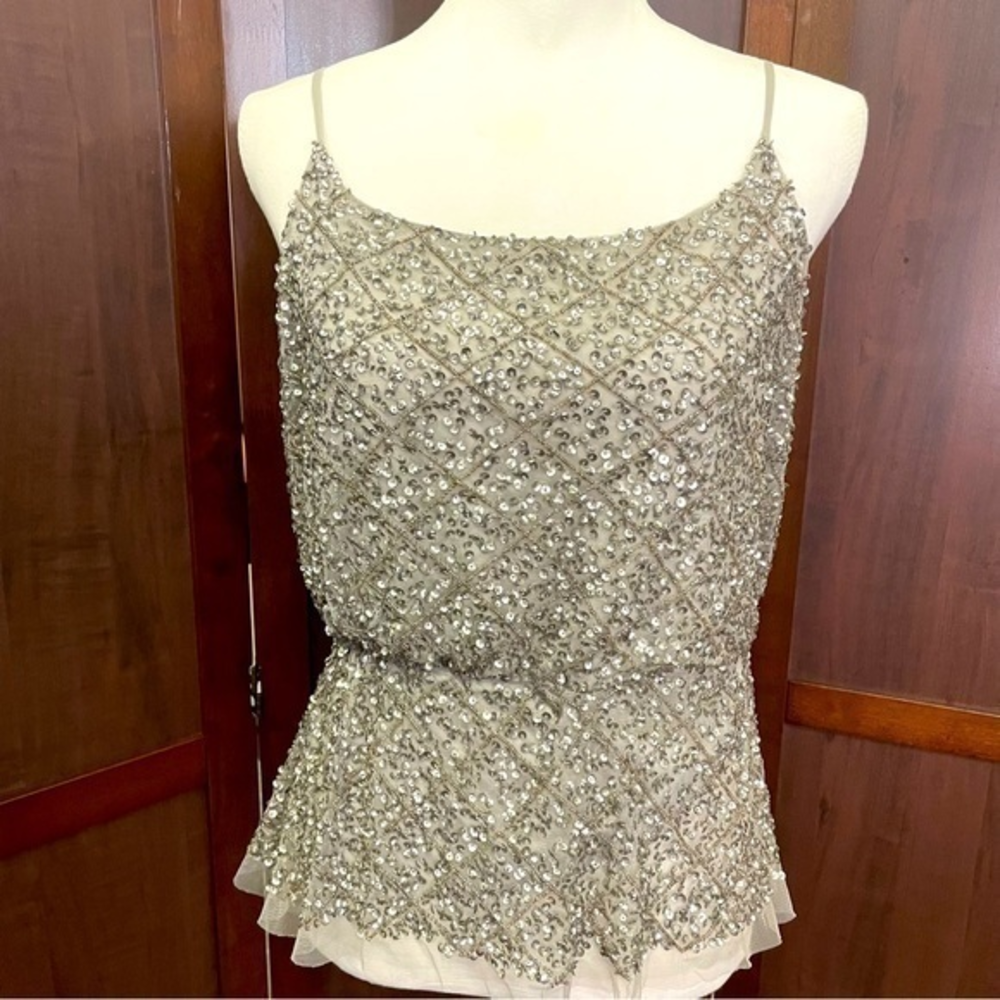 W118 by Walter Baker grey sequin mesh top size‎ Small